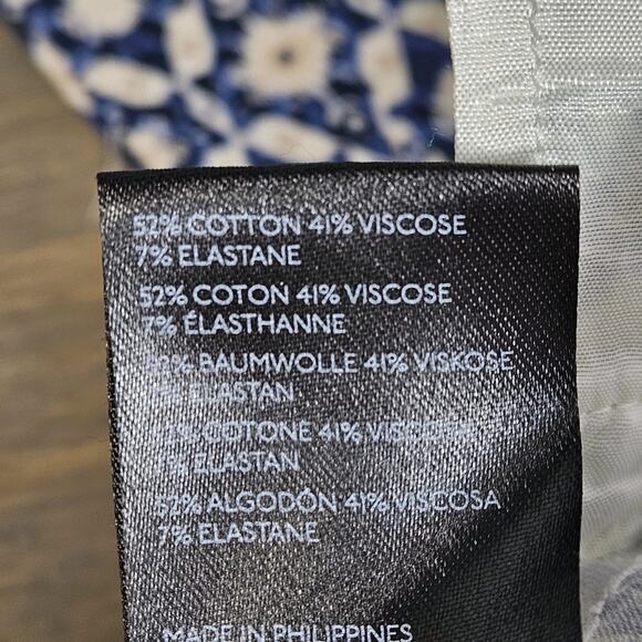Anthropologie The Essential Collection Pant Blue Geometric Pattern Ankle Size 0 - Picture 5 of 8